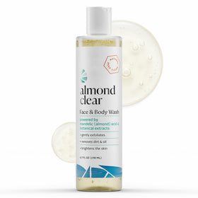 Almond Clear front packaging showing bottle and label benefits