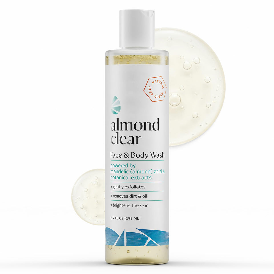 Almond Clear front packaging showing bottle and label benefits
