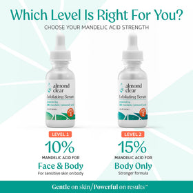 Almond Clear label detail with product name and usage benefit