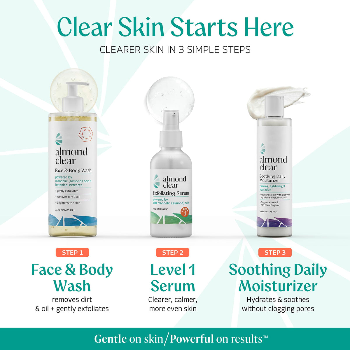 Almond Clear label close-up revealing ingredient highlights and usage clarity
