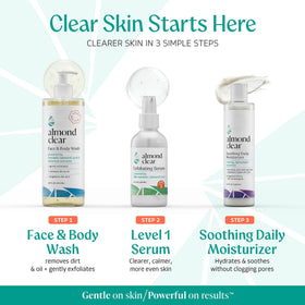 Almond Clear label close-up revealing ingredient highlights and usage clarity