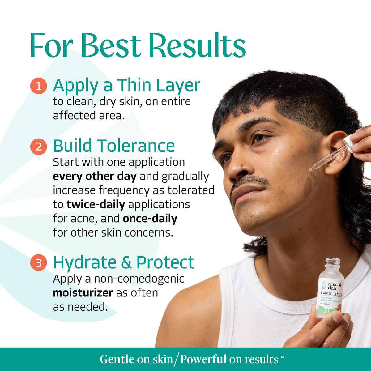 Person smiling confidently after using Almond Clear showing clearer-looking skin benefit