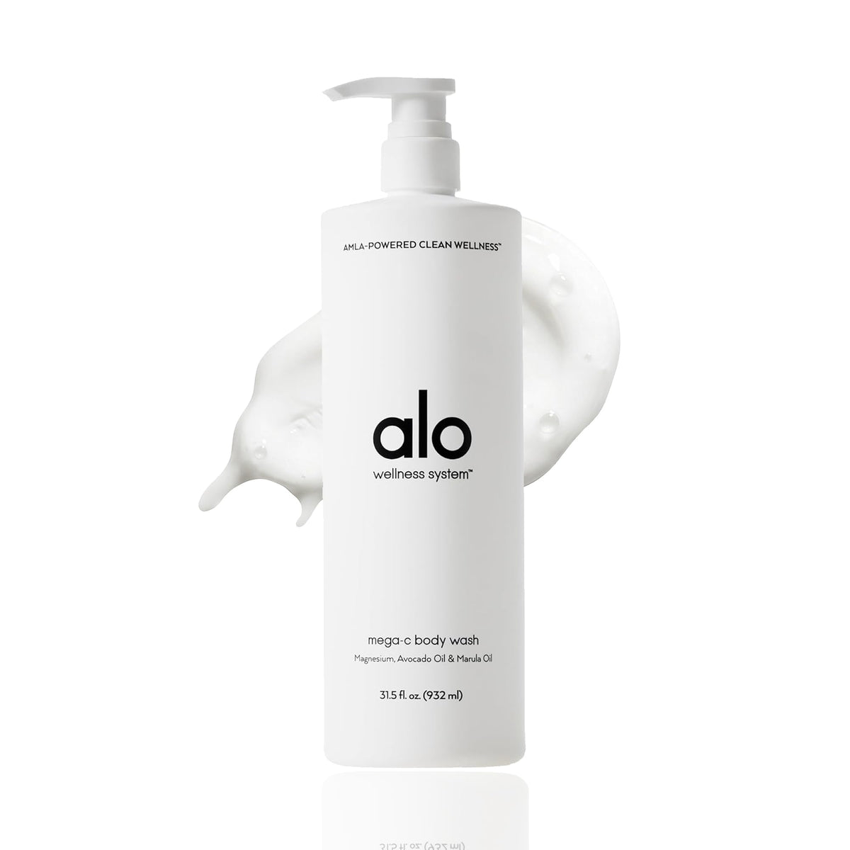 Alo Mega-C front bottle showing label and citrus scent for refreshing showers