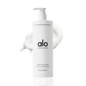Alo Mega-C front bottle showing label and citrus scent for refreshing showers