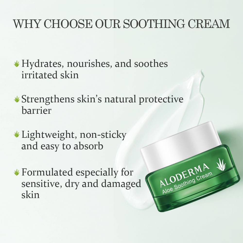 Aloderma creamy texture close-up demonstrating lightweight hydration