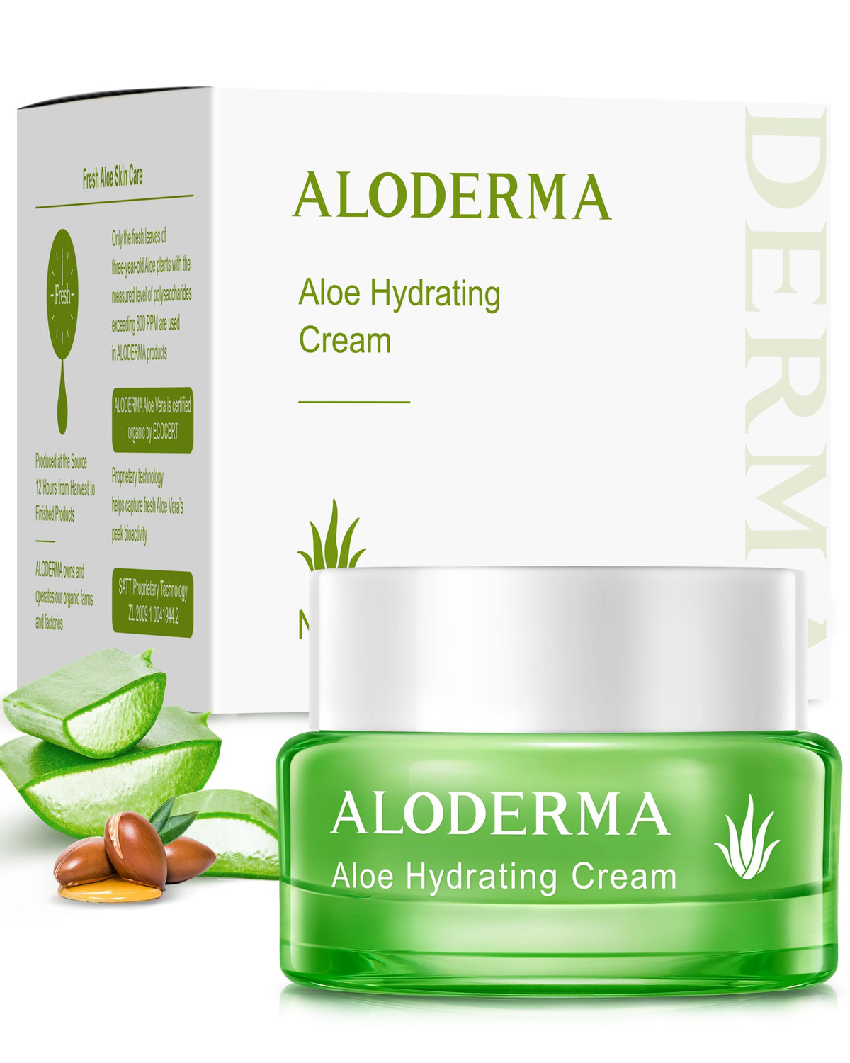 Aloderma front jar showing packaging and product name for clear identification and trust