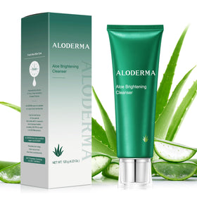 Aloderma front packaging showing cleanser and organic claims for fresh radiance
