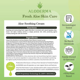 Aloderma packaging label with USDA and ECOCERT certifications for purity