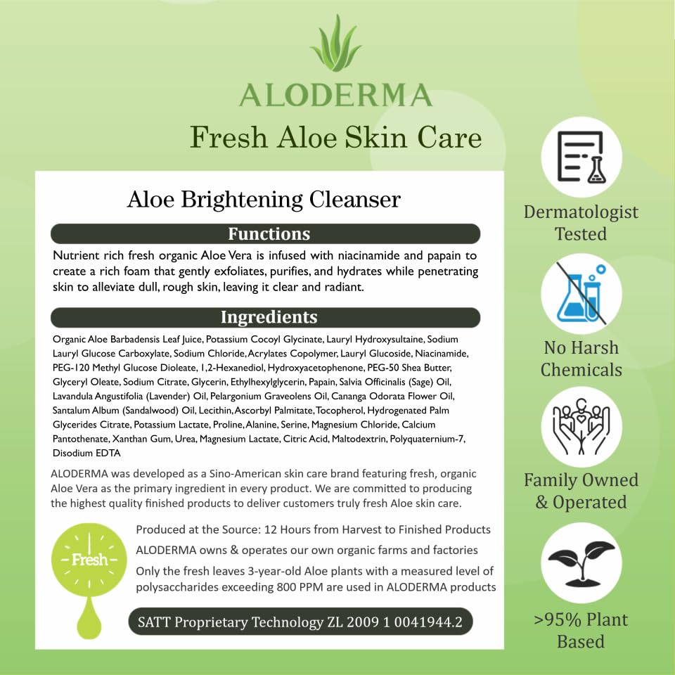 Aloderma label close-up displaying ECOCERT organic certification for trust