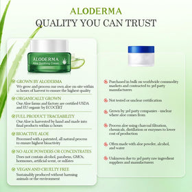 Aloderma on bathroom counter in morning routine providing daily calm