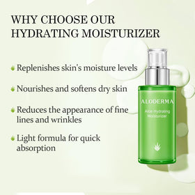 Aloderma close-up of creamy lotion texture demonstrating lightweight hydration