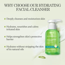 Aloderma pump closeup nozzle detail highlighting easy dispensing benefit