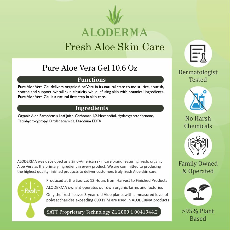 Aloderma three 10.6oz bottles side-by-side showing value and quantity