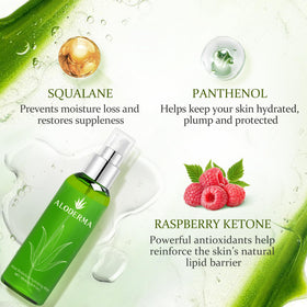 Aloderma fresh aloe juice texture pour highlighting organic ingredient benefits