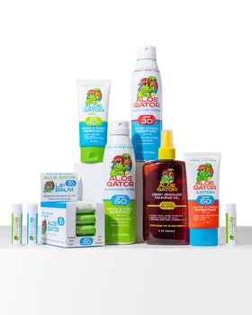 Aloe Gator being spread on forearm for quick-dry, non-greasy feel