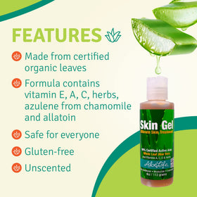 Aloe Life label detail showing organic whole leaf and vitamin information