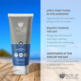 ALOE UP runner applying lotion before workout for reliable protection