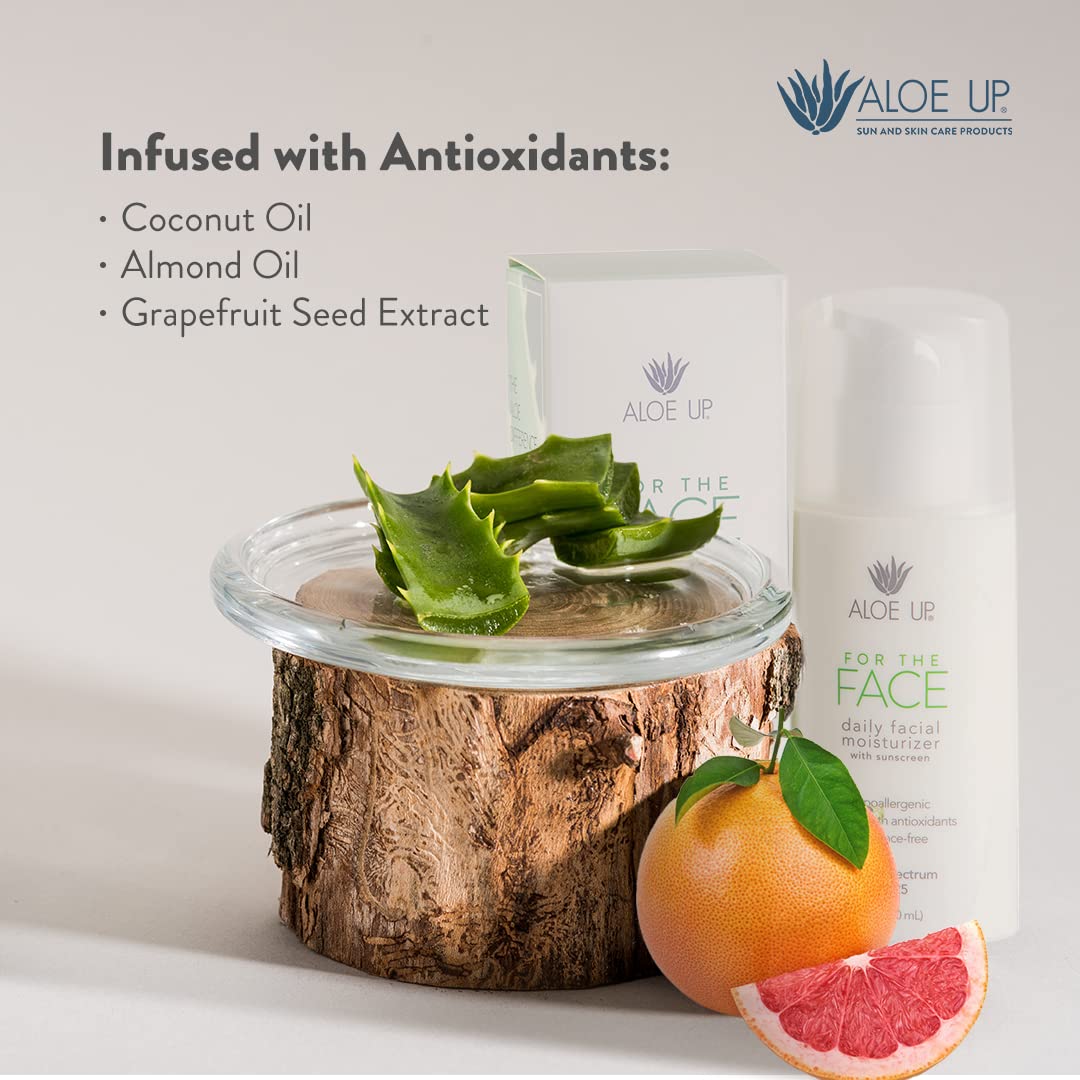ALOE UP lifestyle shot at beach emphasizing reef-safe environmental benefit