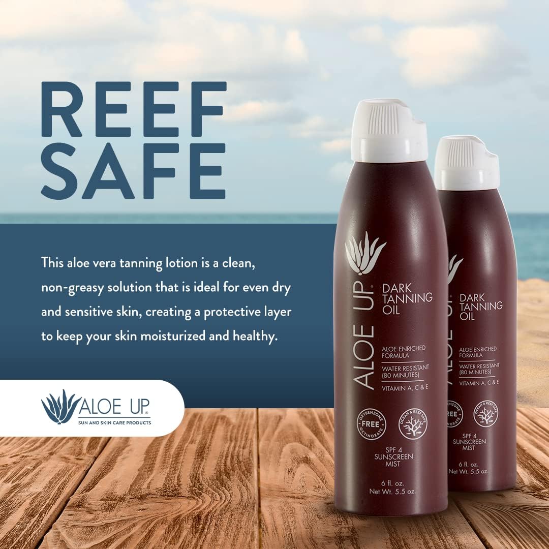 ALOE UP beach lifestyle use with model applying oil and enjoying light hydration benefit