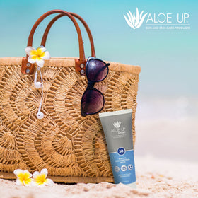 Aloe Up rubbed into skin showing no white cast and non-greasy feel