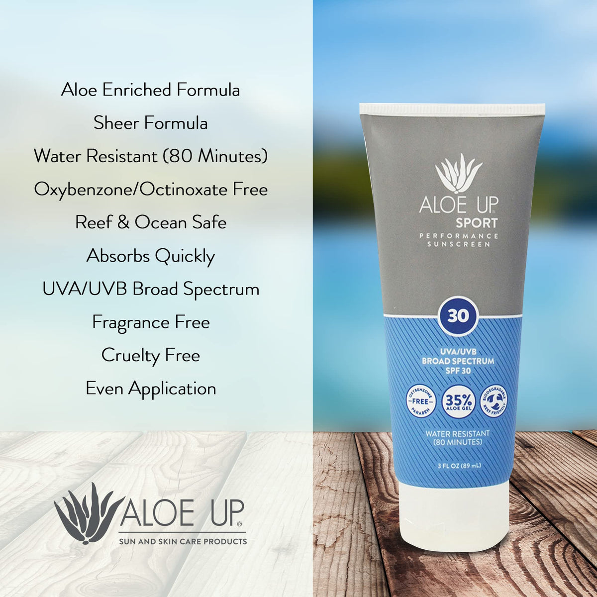Applying Aloe Up to face and body showing broad coverage use