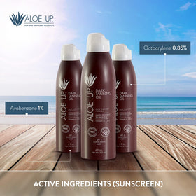Aloe Up mist applied to face area showing gentle formulation for facial tanning