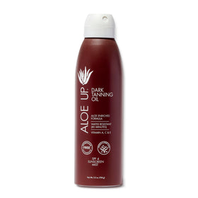 Aloe Up front packaging showing 6 oz spray bottle and tropical design, conveys portability
