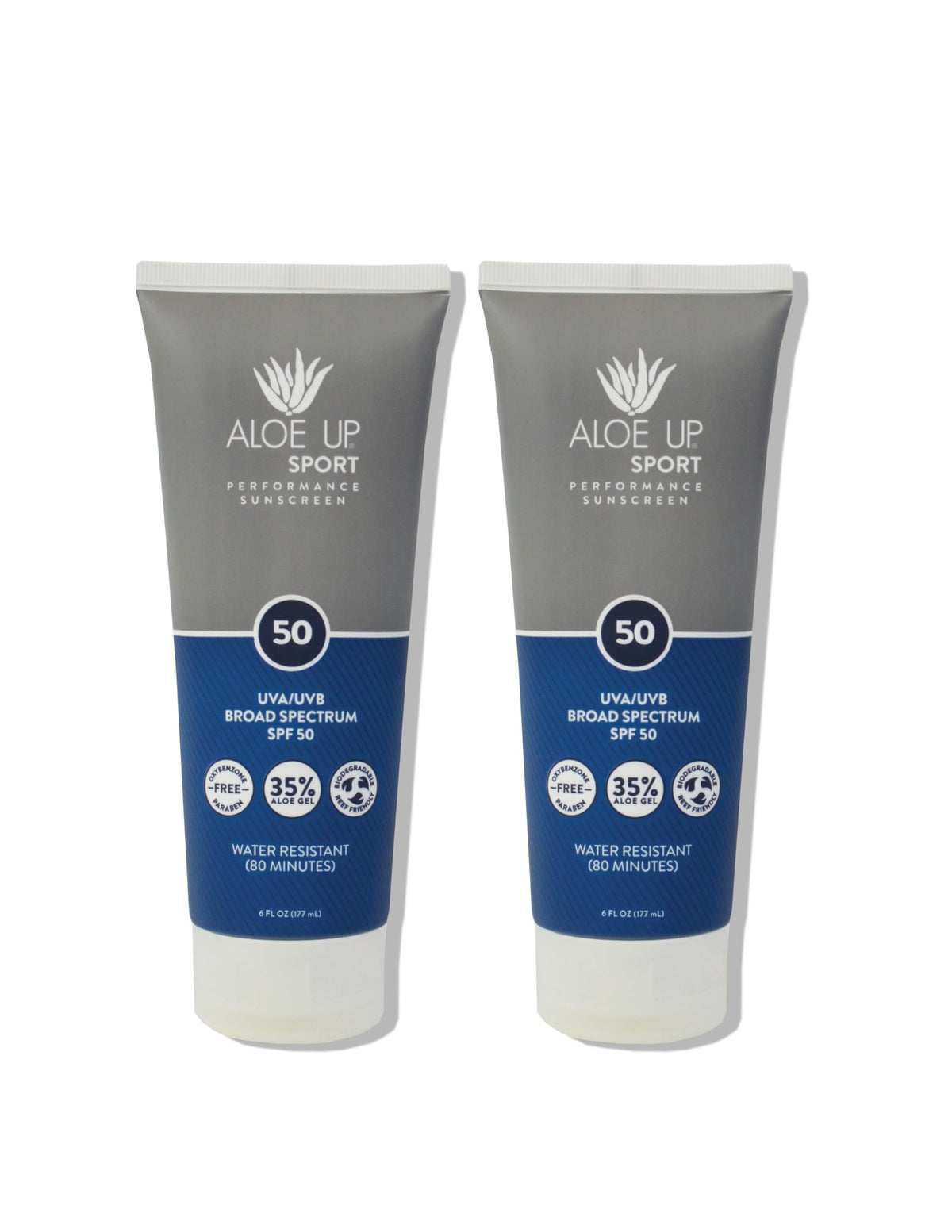 Aloe Up front packaging showing SPF 50 for quick protection