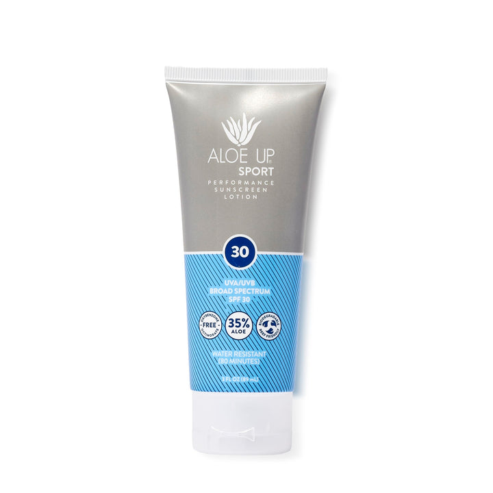 Aloe Up front packaging showing SPF 30 and aloe benefits