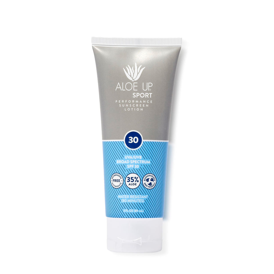 Aloe Up front packaging showing SPF 30 and aloe benefits