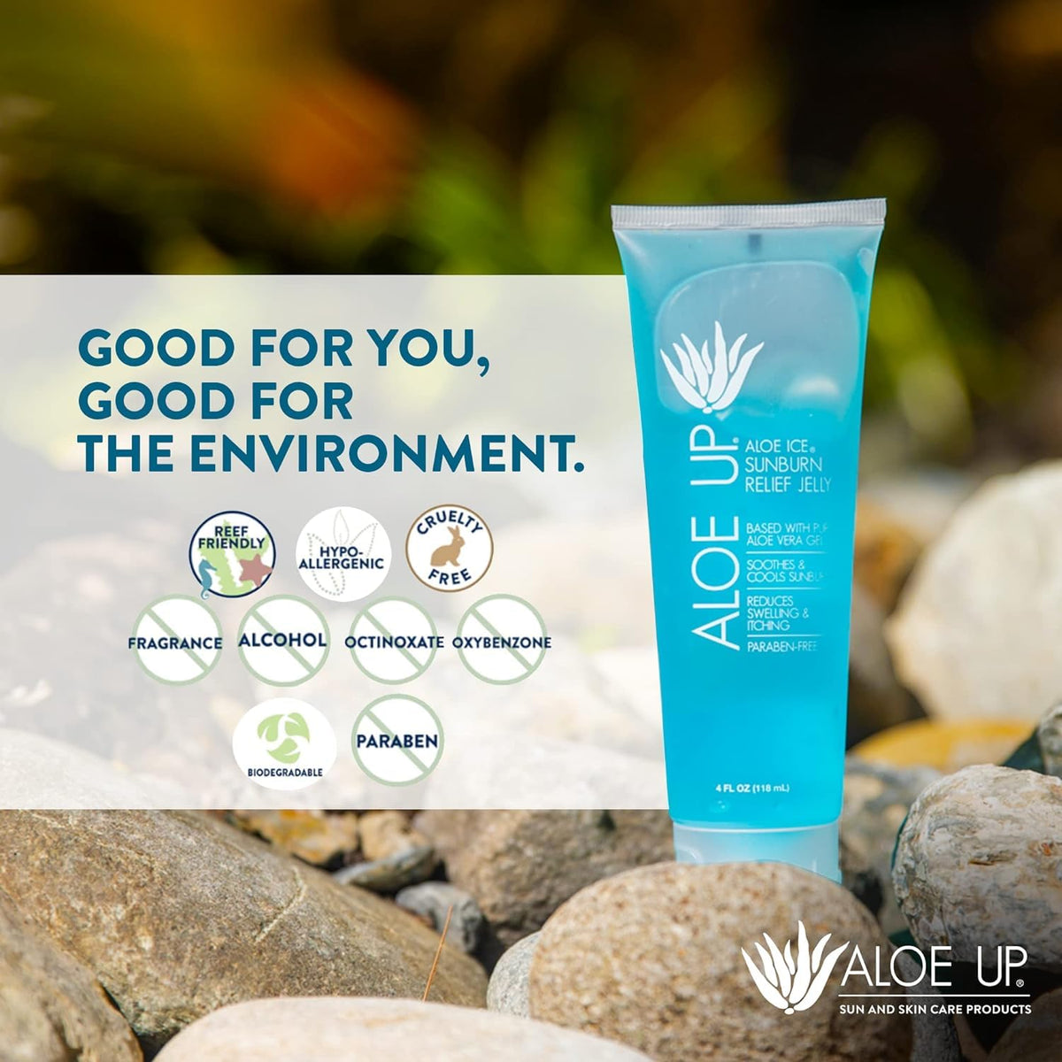 ALOE UP label closeup listing 96.6% aloe for ingredient clarity