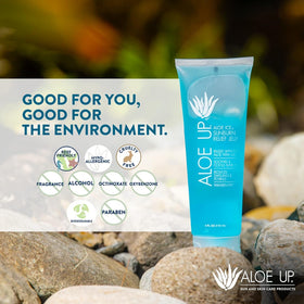 ALOE UP label closeup listing 96.6% aloe for ingredient clarity