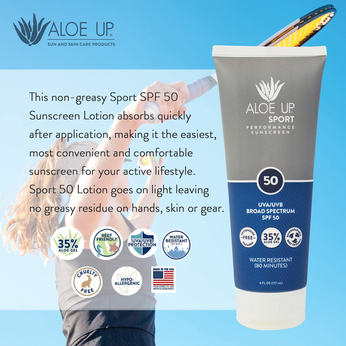 Aloe Up label ingredients closeup highlighting aloe and reef-safe claims
