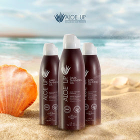 ALOE UP size comparison with hand to illustrate 6 fl oz compact travel-friendly benefit