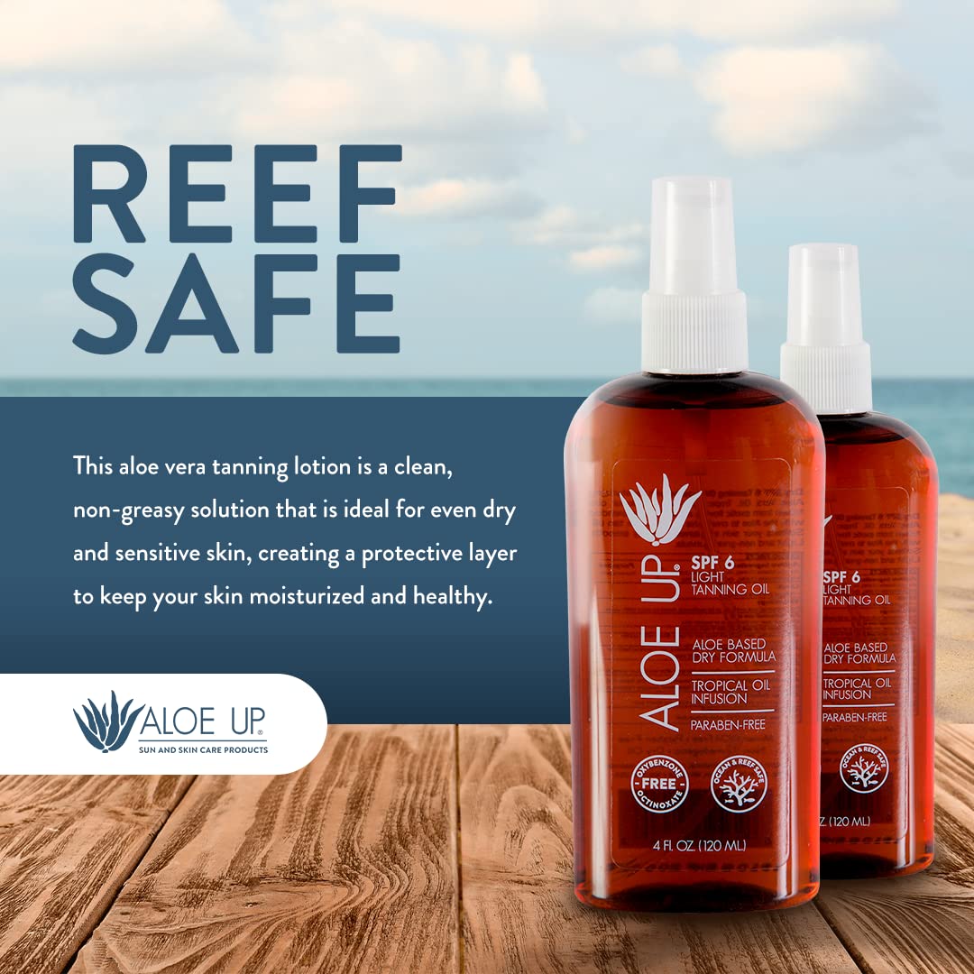 ALOE UP bottle in hand showing 4 oz size and travel-friendly benefit
