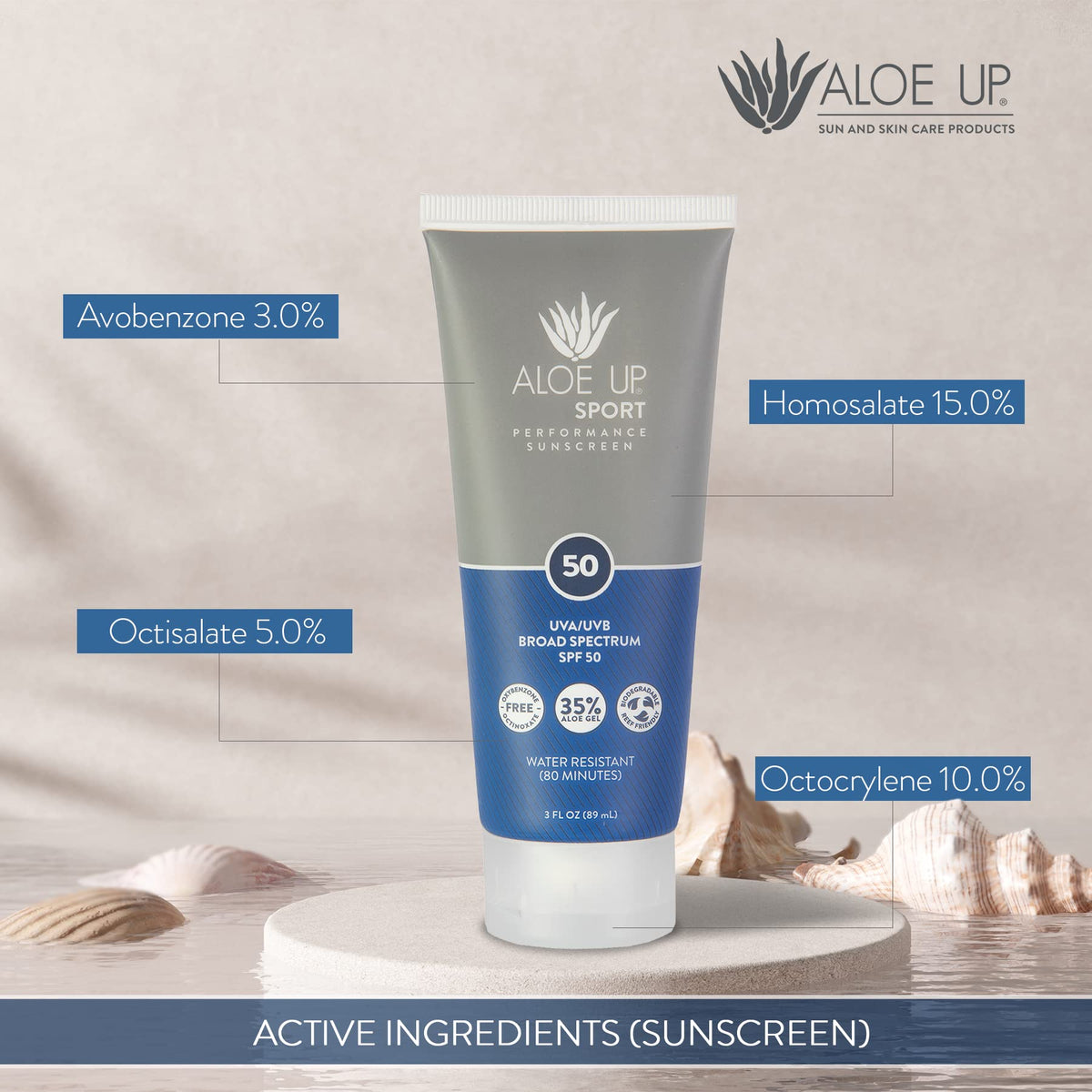 ALOE UP next to smartphone illustrating compact travel size