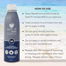 Aloe Up beside hand for size comparison emphasizing portable 6 oz benefit