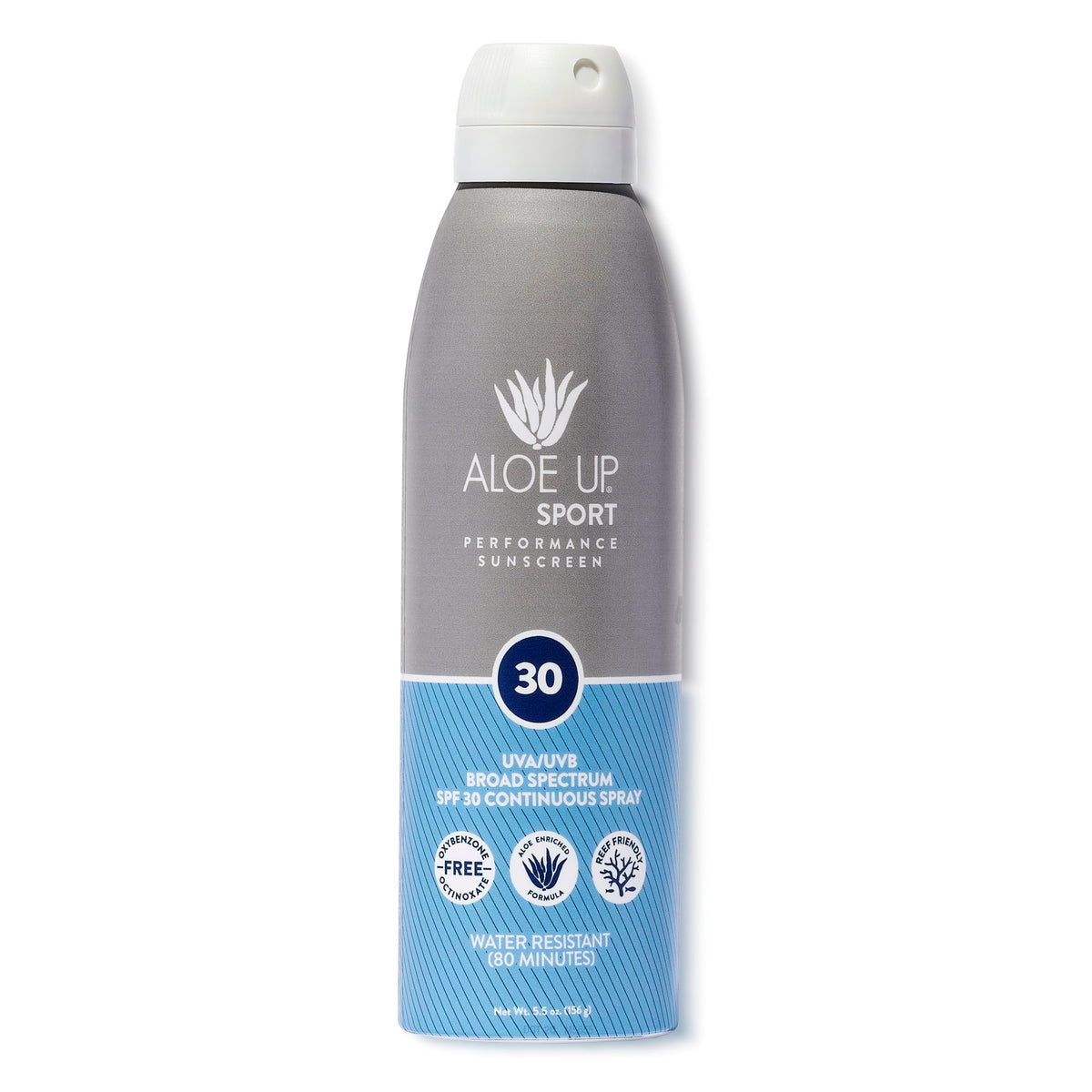 Aloe Up front packaging showing SPF 30 and sport spray benefits
