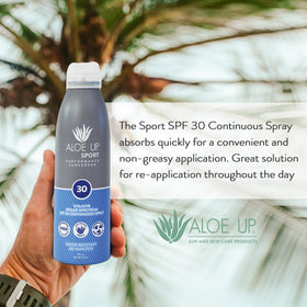 Aloe Up in a beach setting protecting skin during outdoor activity