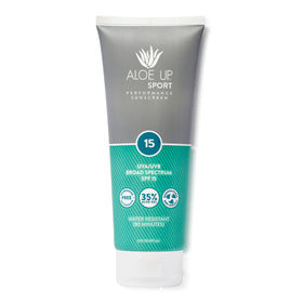 ALOE UP front packaging showing SPF 15 and sport lotion benefits