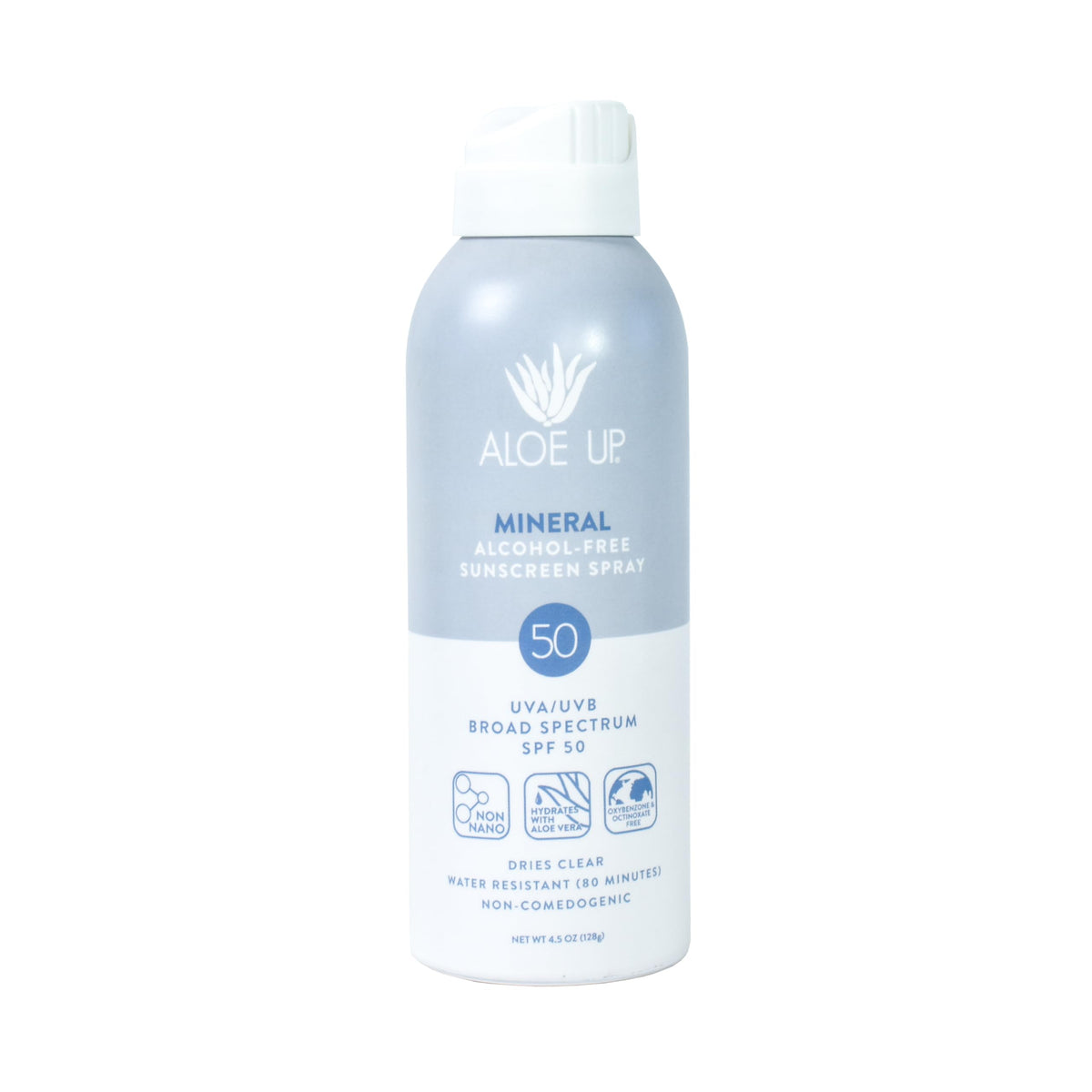 Aloe Up front packaging showing SPF 50 and benefits
