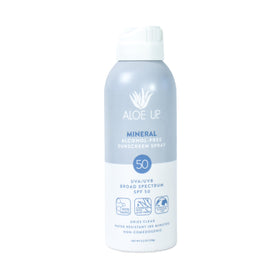 Aloe Up front packaging showing SPF 50 and benefits