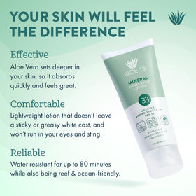 Aloe Up lotion texture close-up highlighting smooth, hydrating aloe benefit