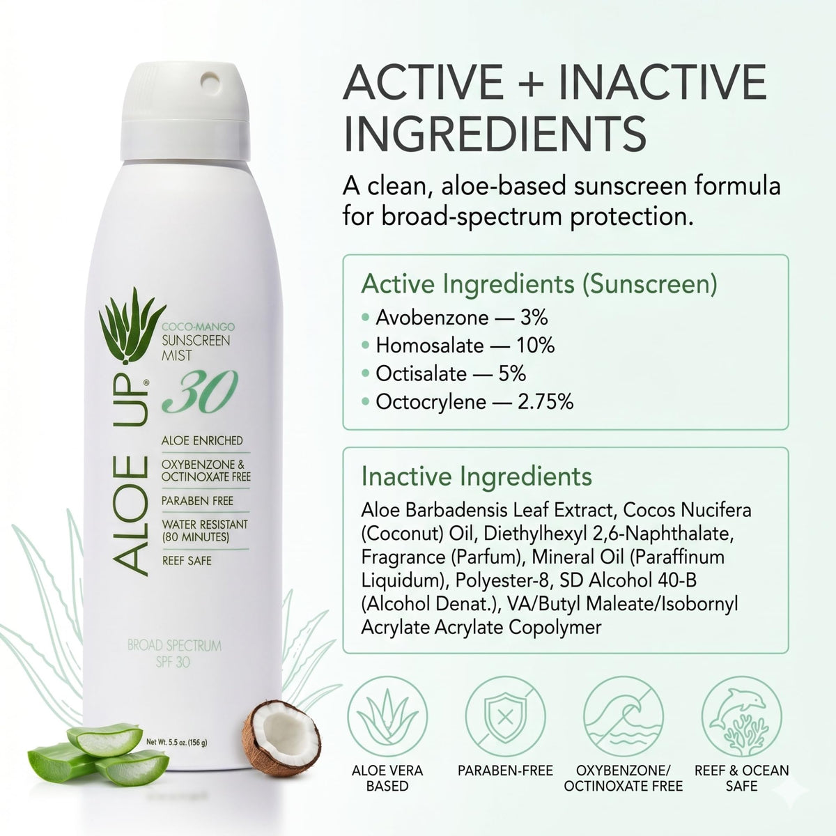 Aloe Up mist texture cloud demonstrating fine spray for fast absorption
