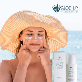 ALOE UP tube in travel bag for on-the-go reapplication convenience
