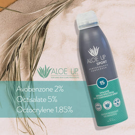 ALOE UP water droplets showing up to 80 minutes water resistance benefit