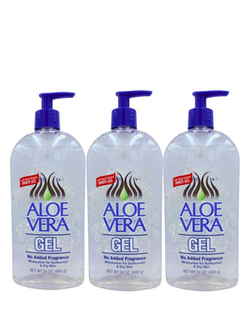 Brand Aloe Vera gel front packaging showing jar and clear formula for soothing hydration