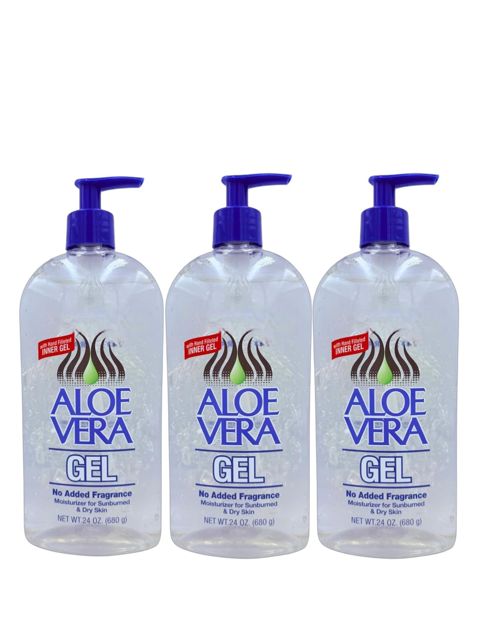 Brand Aloe Vera gel front packaging showing jar and clear formula for soothing hydration