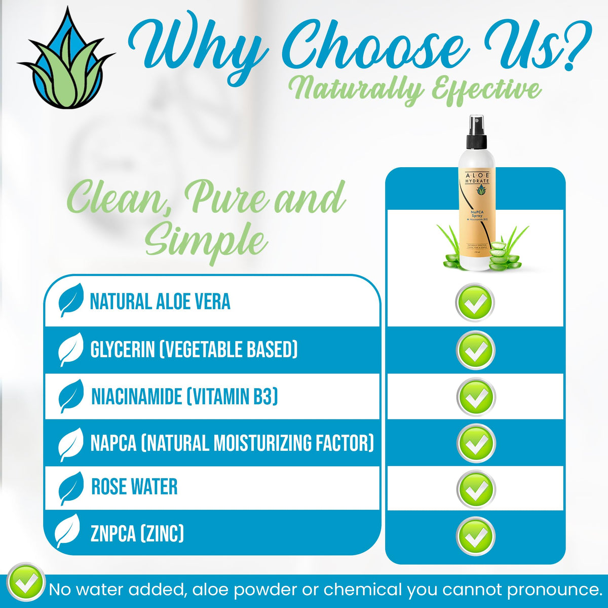 AloeHydrate body spray on forearm demonstrating soothing hydration