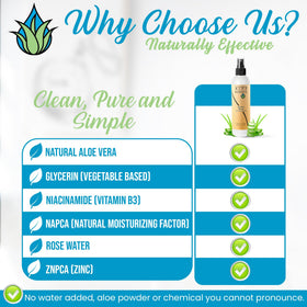 AloeHydrate body spray on forearm demonstrating soothing hydration